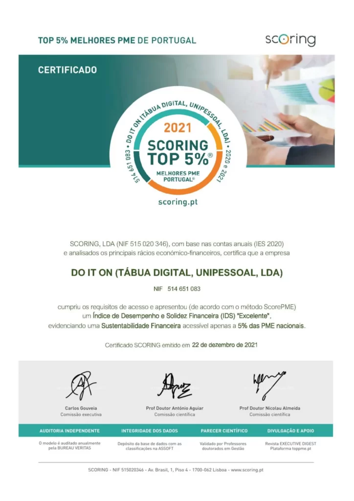 Certificado TOP PMEs 5% da Do It On